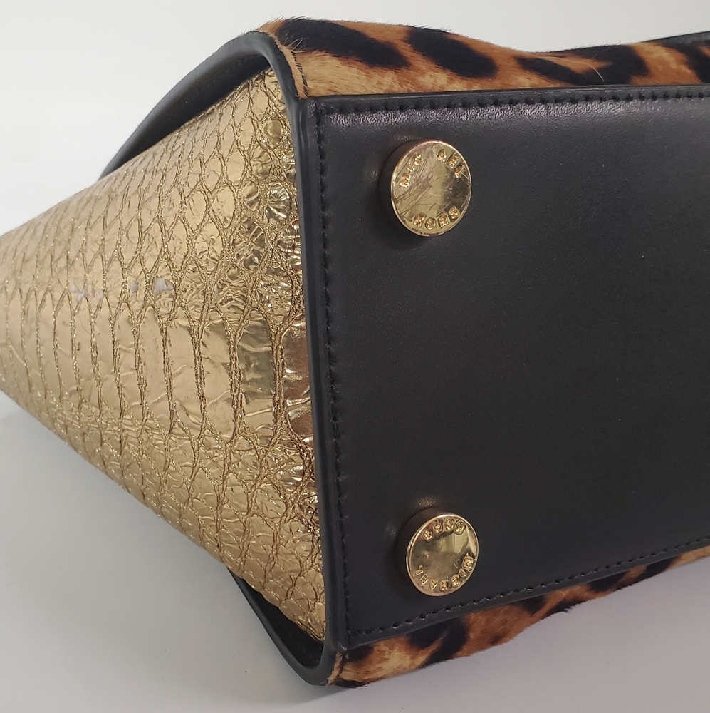 Michael Kors Leopard Print and Gold Tote Bag - Picture 13 of 14